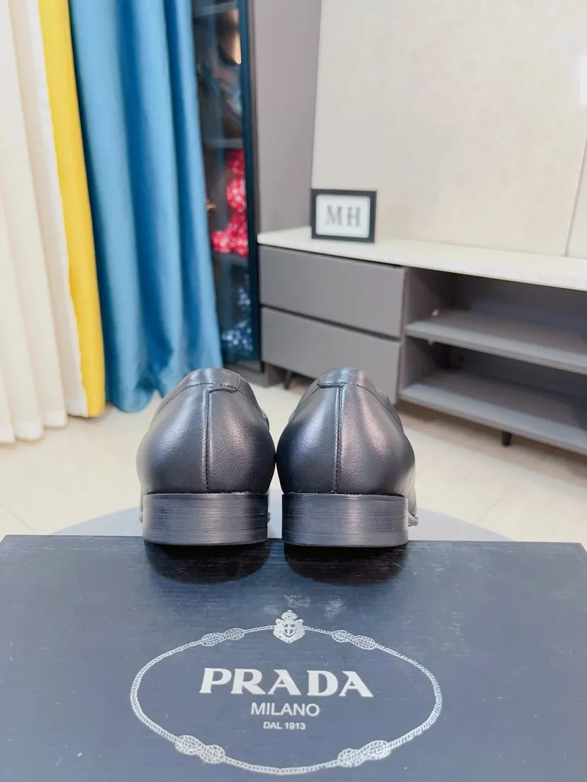 Men's shoes 💰540🌹🌹【PRADA Leather Shoes】Top purchasing agency Original imported Italian custom-made open-edge beaded cowhide leather surface, fully imported water-dyed breathable cowhide lining, original factory special molded sole super comfortable, size: 38-44